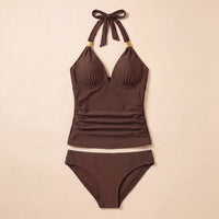 Tankini ONA de Lucía colocado como bañador de una pieza, vista frontal